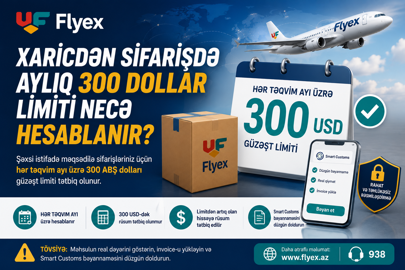 Xaricdən Sifarişdə Aylıq 300 Dollar Limiti Necə Hesablanır? (2026) | Flyex